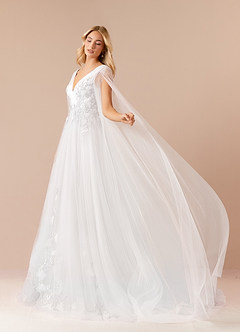 Azazie Seraphine Wedding Dresses Diamond White A-Line Sequins Tulle Dress image3