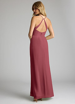 Azazie Becca Bridesmaid Dresses Merlot Sheath V-Neck Chiffon Dress image6