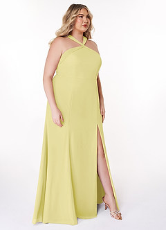 Azazie Rue Brautjungfernkleider A-Linie Halter Chiffon Kleid Zitronensorbet image10