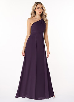 Azazie Dallas Bridesmaid Dresses Plum A-Line One Shoulder Chiffon Dress image3