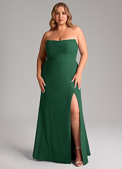 Azazie Saige Bridesmaid Dresses Dark Green A-Line Off the Shoulder Chiffon Convertible Dress image16