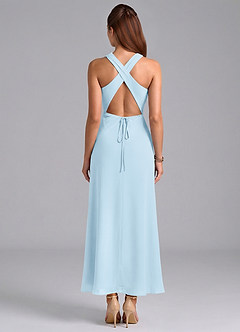 Azazie Evadne Bridesmaid Dresses Sky Blue Sheath Pleated Chiffon Dress image6