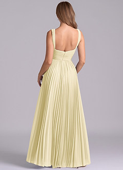 Azazie Mina Bridesmaid Dresses Lemon Sorbet A-Line Pleated Chiffon Dress image7