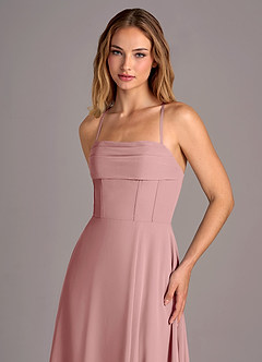 Azazie Carolyn Bridesmaid Dresses Dusty Rose A-Line Pleated Chiffon Dress image2