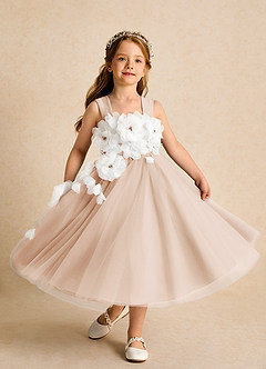 Azazie Dovey Flower Girl Dresses English Rose Ball-Gown Bow Tulle Dress image4