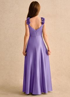 Azazie Rosita Girls Formal Blumenmädchenkleider A-Linie Plissee Matte Satin Kleid Tahiti image4