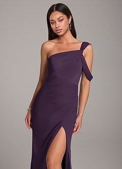 Azazie Wynter Final Sale Plum Sheath One Shoulder Chiffon Dress image6