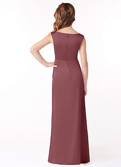 Azazie Sadia Vestido de Rosa Del Desierto de Satin Mate de Acampanado con Plisado image3