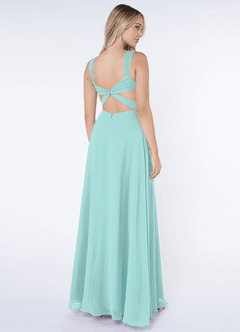 Azazie Nahrin Abiti da Damigella Abito A-Line in Chiffon con Scollo a V a Pieghe Acqua image4