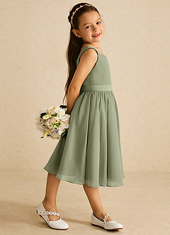 Azazie Ari Flower Girl Klänningar Klänning A-Linje i Chiffong Ärmlös image3