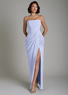 Azazie Nyra Bridesmaid Dresses Lavender Sheath Corset Chiffon Dress image1
