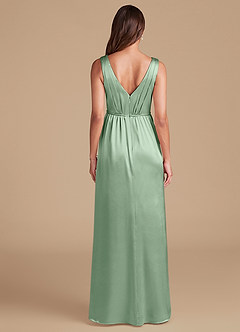 Azazie Tanicia Bridesmaid Dresses Matcha A-Line Pleated Metallic Satin Dress image6