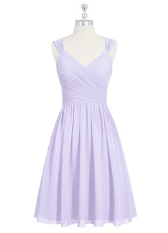 Azazie Angie Bridesmaid Dresses Lilac A-Line Corset Chiffon Dress image7