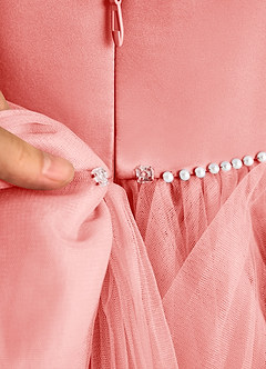 Azazie Tinie Flower Girl Dresses Coral Ball-Gown Bow Tulle Dress image8