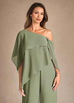Azazie Halima Mère de la mariée Robes Robe Combinaison/Tailleur Pantalon en Mousseline de soie Fente Latérale Pistache image8