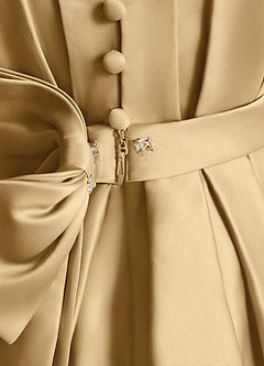 Azazie Miriam Robe Demoiselle D'honneur Fillette Robe Princesse en Mat Satiné Plissée Or image10