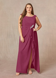 Azazie Yarrow Mother of the Bride Dresses Mulberry A-Line Pleated Chiffon Dress image10