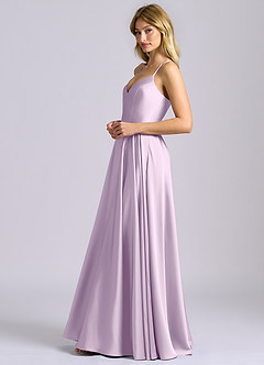Azazie Truce Bridesmaid Dresses Frosted Lilac A-Line Stretch Satin Dress image5