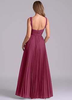 Azazie Mina Final Sale Mulberry A-Line Pleated Chiffon Dress image7