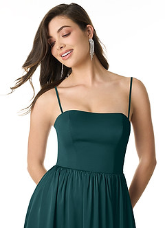 Azazie Morana Brautjungfernkleider Wandelbar A-Linie Schulterfrei Stretch-Satin Kleid Kiefer image2