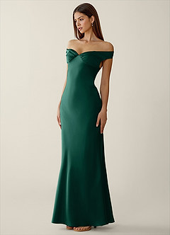 Gwendonme Emerald Green Satin Crystal Linen Prom Dress image3