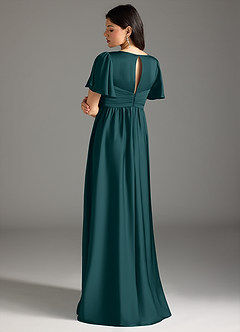 Azazie Verna Maternity Bridesmaid Dresses A-Line Ruched Stretch Satin Floor-Length Dress image2