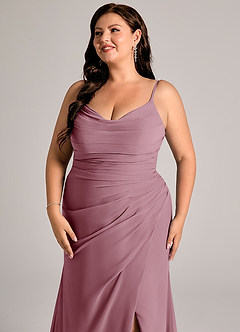 Azazie Deandra Bridesmaid Dresses Vintage Mauve Mermaid Pleated Chiffon Dress image12