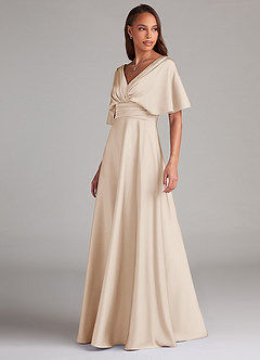 Azazie Pamela Bridesmaid Dresses White Alabaster A-Line Pleated Stretch Satin Dress image4