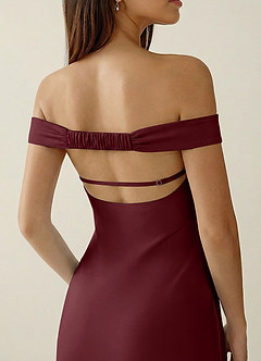 Gwendonme Wine Satin Crystal Linen Prom Dress image6