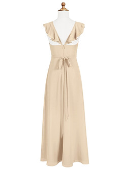 Azazie Emily Junior Champagne A-Line Ruched Chiffon Dress image6