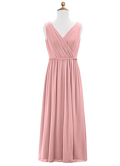 Azazie Tanicia Junior Dusty Rose A-Line Mesh Dress image6
