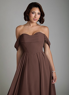 Azazie Loisa Brautjungfernkleider Wandelbar A-Linie Korsett Chiffon Kleid Ganache image5