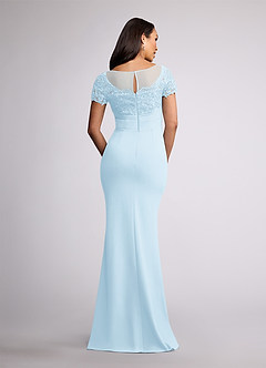 Azazie Susan Abiti per la Madre della Sposa Abito Tubino in Crepe Elasticizzato Pizzo Azzurro image4