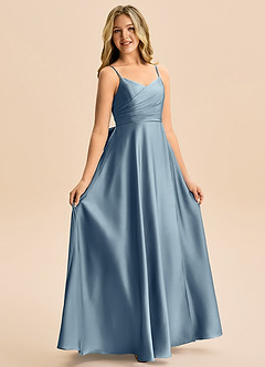 Azazie Rumi Junior Klä av A-Line i Stretch Satin Plisserad image5