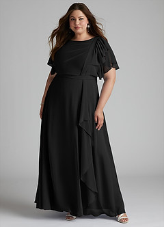 Azazie Aaliyah Modest Bridesmaid Dresses A-Line Scoop Pleated Chiffon Floor-Length Dress image6