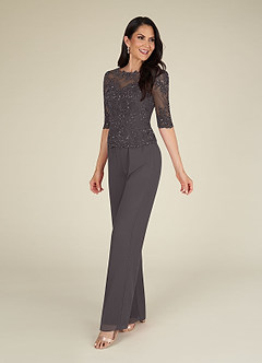 Azazie Florida Mother of the Bride Dresses Steel Grey Jumpsuit/Pantsuit Sequins Chiffon Dress image6