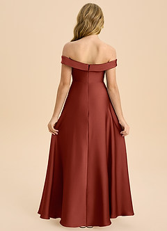 Azazie Sissy Junior Klä av A-Line i Stretch Satin Av axeln image2