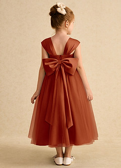 Azazie Chickadee Flower Girl Dresses Paprika Ball-Gown Sweetheart Neckline Matte Satin Dress image3