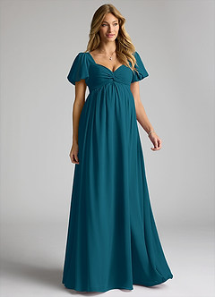 Azazie Madisynn Maternity Bridesmaid Dresses Bow Chiffon Floor-Length Dress image1