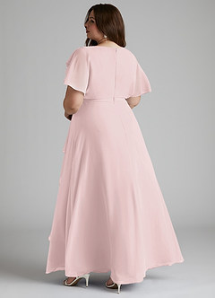 Azazie Aaliyah Modest Bridesmaid Dresses A-Line Scoop Pleated Chiffon Floor-Length Dress image9