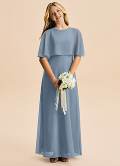 Azazie Maris Junior Dusty Blue A-Line Chiffon Dress image4