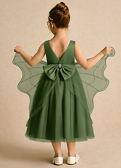 Azazie Pear Flower Girl Dresses Olive Ball-Gown Bow Tulle Dress image3