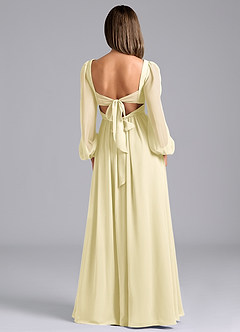Azazie Teri Bridesmaid Dresses Lemon Sorbet A-Line Long Sleeve Chiffon Dress image2