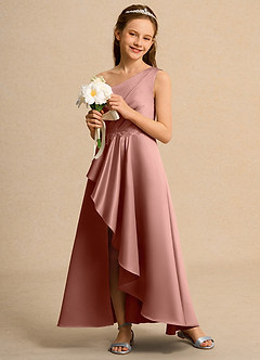 Azazie Taffy Girl Flower Girl Klänningar Klä A-Line i Matt satäng Spets image4