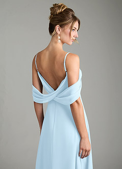 Azazie Mercedes Bridesmaid Dresses Sky Blue A-Line Off the Shoulder Chiffon Dress image7