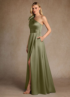 Azazie Easton Kleider für die Brautmutter A-Linie One-Shoulder Stretch-Satin Kleid Pistazie image2