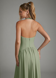Azazie Alicia Bridesmaid Dresses Pistachio A-Line Pleated Chiffon Dress image2