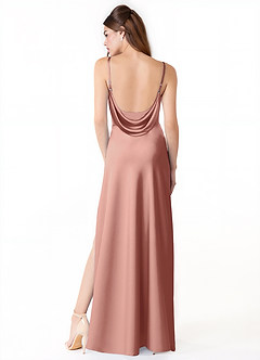 Azazie Alaija Bridesmaid Dresses Rosette Mermaid Side Slit Stretch Satin Dress image4