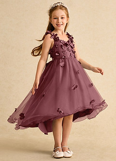 Azazie Tweety Flower Girl Dresses Desert Rose A-Line Lace Tulle Dress image4