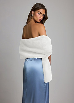 front Elegant Plush Faux Fur Evening Shawl